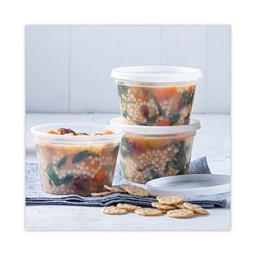 Pactiv Evergreen Newspring DELItainer Microwavable Container, 16 oz, 4.7" Diameter x 3.1"h, Clear, Plastic, 240/Carton (YSD2516)