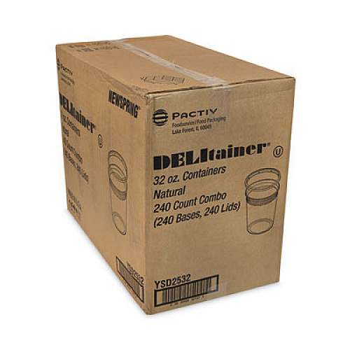 Pactiv Evergreen Newspring DELItainer Microwavable Container, 32 oz, 4.7" Diameter x 5.6" h, Clear, Plastic, 240/Carton (YSD2532)