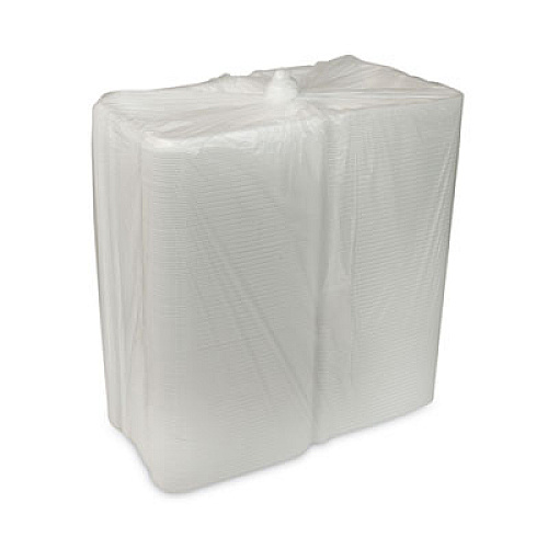 Pactiv Evergreen Vented Foam Hinged Lid Container, Dual Tab Lock, 3 Compartments, 9.1 x 9 x 3.3, White, 150/Carton (YTD199030000)