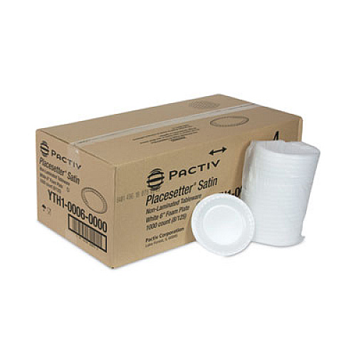 Pactiv Evergreen Placesetter Satin Non-Laminated Foam Dinnerware, Plate, 6" dia, White, 1,000/Carton (YTH100060000)