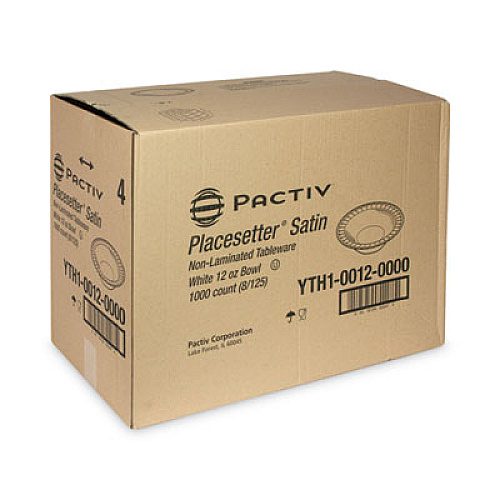 Pactiv Evergreen Placesetter Satin Non-Laminated Foam Dinnerware, Bowl, 12 oz, White, 1,000/Carton (YTH100120000)