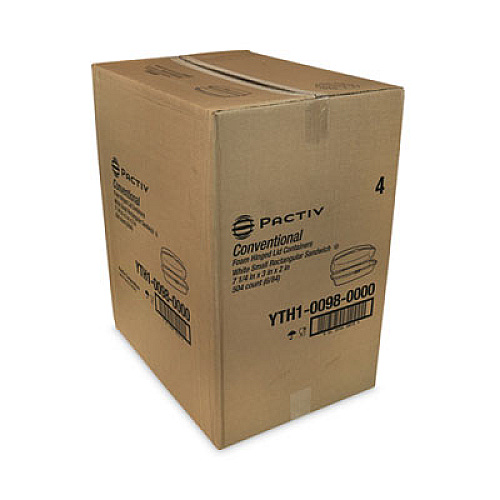 Pactiv Evergreen Foam Hinged Lid Container, Single Tab Lock Hot Dog, 7.25" x 3" x 2", White, 504/Carton (YTH100980000)
