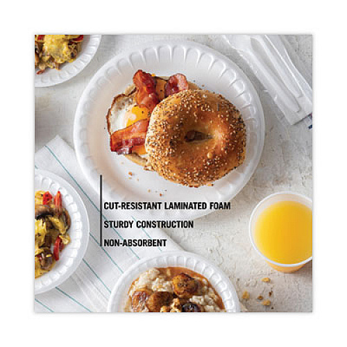 Pactiv Evergreen Placesetter Deluxe Laminated Foam Dinnerware, Plate, 8.88" dia, White, 500/Carton (YTK100090000)