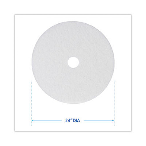 Boardwalk Polishing Floor Pads, 24" Diameter, White, 5/Carton (4024WHI)