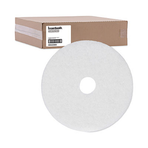 Boardwalk Polishing Floor Pads, 20" Diameter, White, 5/Carton (4020WHI)