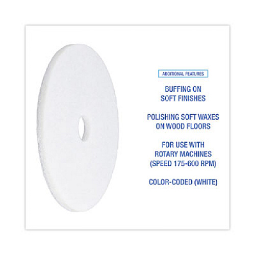 Boardwalk Polishing Floor Pads, 20" Diameter, White, 5/Carton (4020WHI)