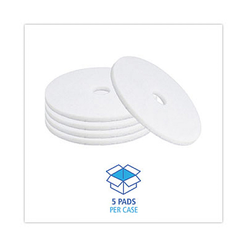 Boardwalk Polishing Floor Pads, 20" Diameter, White, 5/Carton (4020WHI)