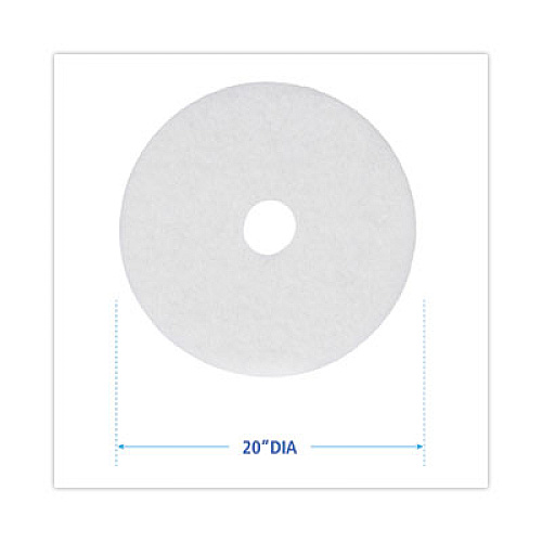 Boardwalk Polishing Floor Pads, 20" Diameter, White, 5/Carton (4020WHI)