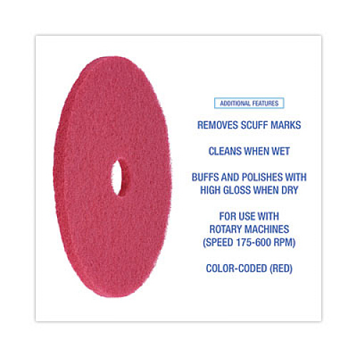 Boardwalk Buffing Floor Pads, 20" Diameter, Red, 5/Carton (4020RED)