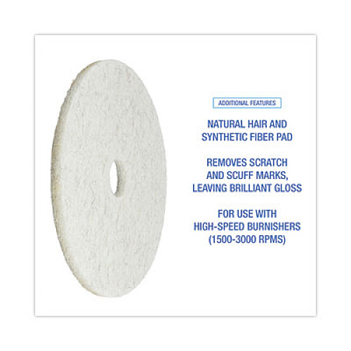 Boardwalk Natural Burnishing Floor Pads, 20" Diameter, White, 5/Carton (4020NAT)