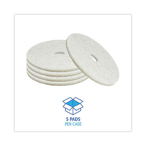 Boardwalk Natural Burnishing Floor Pads, 20" Diameter, White, 5/Carton (4020NAT)