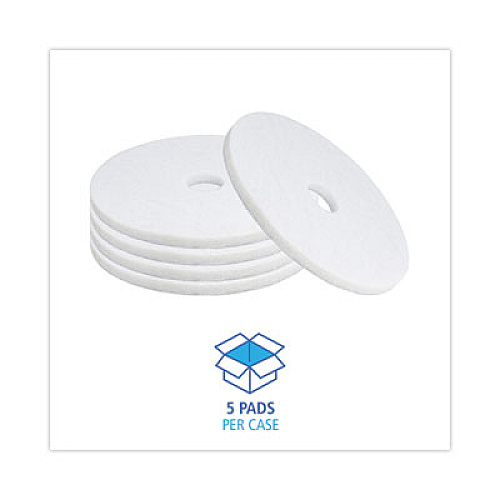 Boardwalk Polishing Floor Pads, 19" Diameter, White, 5/Carton (4019WHI)