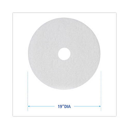 Boardwalk Polishing Floor Pads, 19" Diameter, White, 5/Carton (4019WHI)