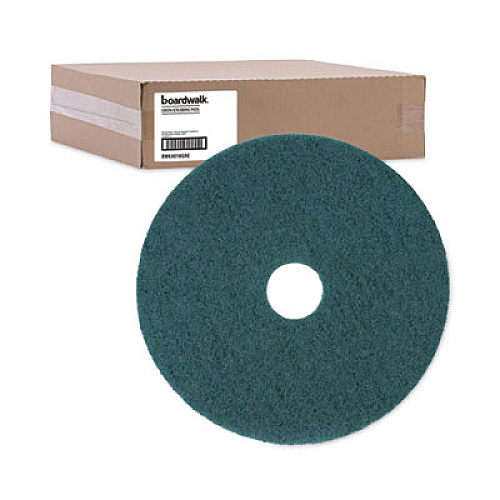 Boardwalk Heavy-Duty Scrubbing Floor Pads, 18" Diameter, Green, 5/Carton (4018GRE)