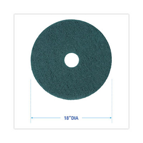 Boardwalk Heavy-Duty Scrubbing Floor Pads, 18" Diameter, Green, 5/Carton (4018GRE)