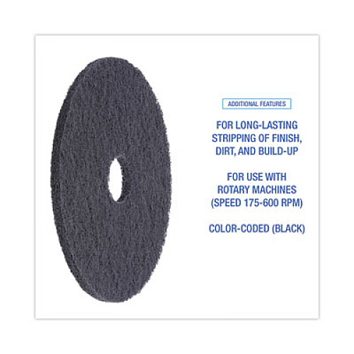 Boardwalk Stripping Floor Pads, 18" Diameter, Black, 5/Carton (4018BLA)