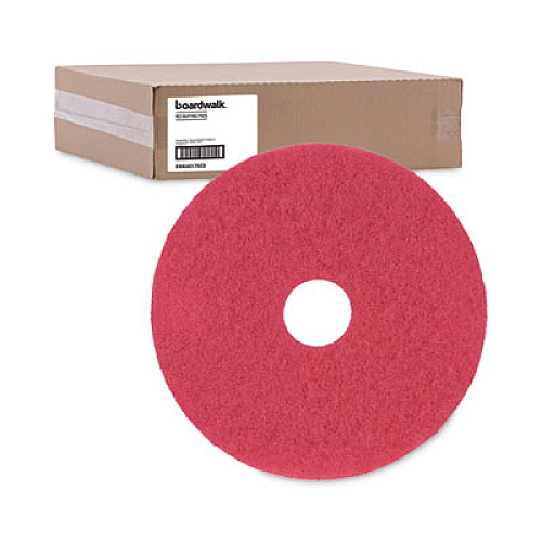 Boardwalk Buffing Floor Pads, 17" Diameter, Red, 5/Carton (4017RED)