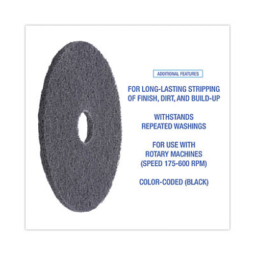 Boardwalk High Performance Stripping Floor Pads, 17" Diameter, Black, 5/Carton (4017HIP)