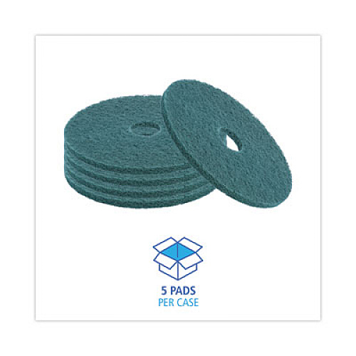Boardwalk Heavy-Duty Scrubbing Floor Pads, 17" Diameter, Green, 5/Carton (4017GRE)
