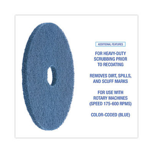 Boardwalk Scrubbing Floor Pads, 17" Diameter, Blue, 5/Carton (4017BLU)