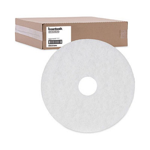 Boardwalk Polishing Floor Pads, 16" Diameter, White, 5/Carton (4016WHI)