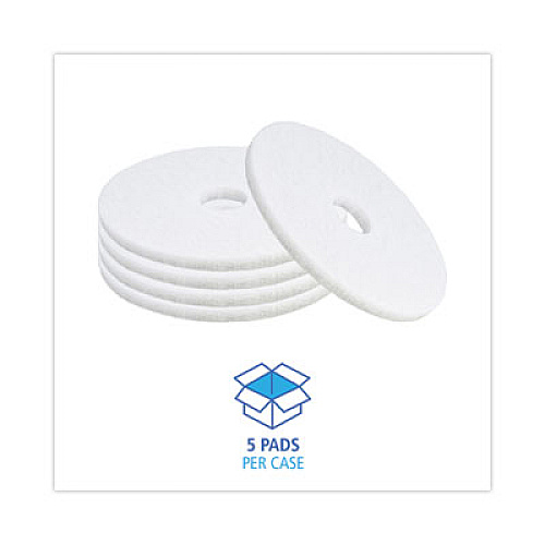 Boardwalk Polishing Floor Pads, 16" Diameter, White, 5/Carton (4016WHI)