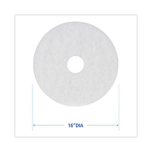Boardwalk Polishing Floor Pads, 16" Diameter, White, 5/Carton (4016WHI)