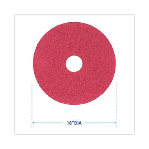 Boardwalk Buffing Floor Pads, 16" Diameter, Red, 5/Carton (4016RED)