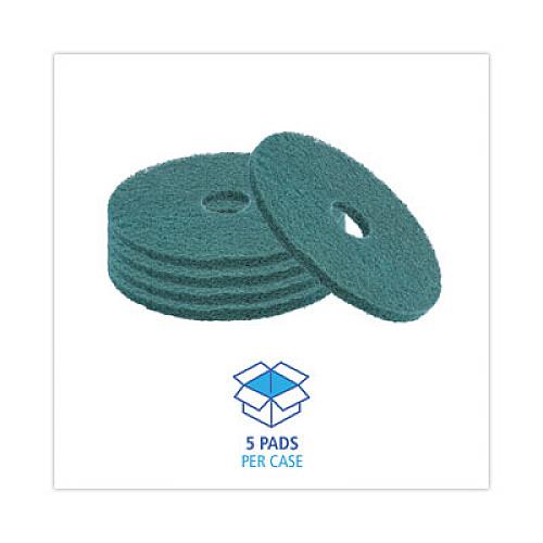 Boardwalk Heavy-Duty Scrubbing Floor Pads, 16" Diameter, Green, 5/Carton (4016GRE)