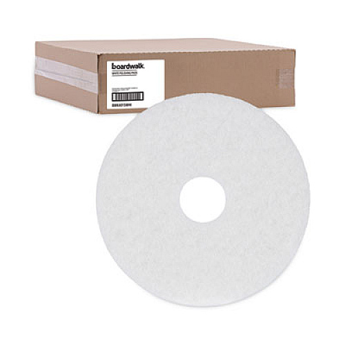 Boardwalk Polishing Floor Pads, 15" Diameter, White, 5/Carton (4015WHI)