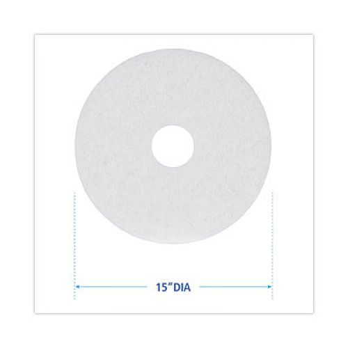 Boardwalk Polishing Floor Pads, 15" Diameter, White, 5/Carton (4015WHI)