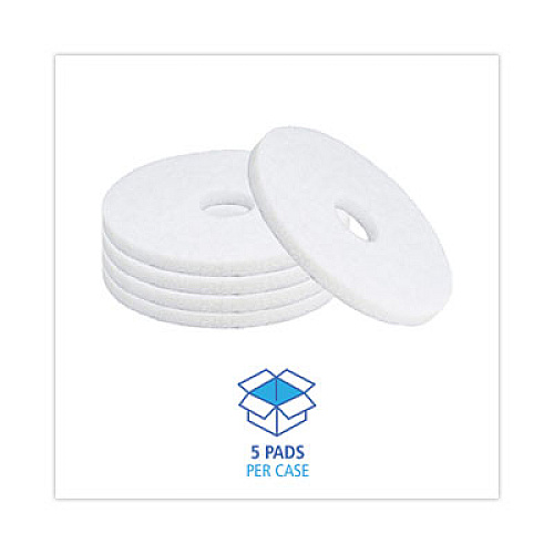 Boardwalk Polishing Floor Pads, 14" Diameter, White, 5/Carton (4014WHI)
