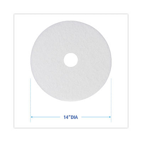 Boardwalk Polishing Floor Pads, 14" Diameter, White, 5/Carton (4014WHI)