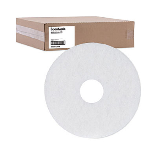Boardwalk Polishing Floor Pads, 13" Diameter, White, 5/Carton (4013WHI)