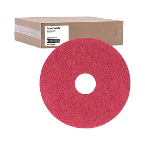 Boardwalk Buffing Floor Pads, 13" Diameter, Red, 5/Carton (4013RED)