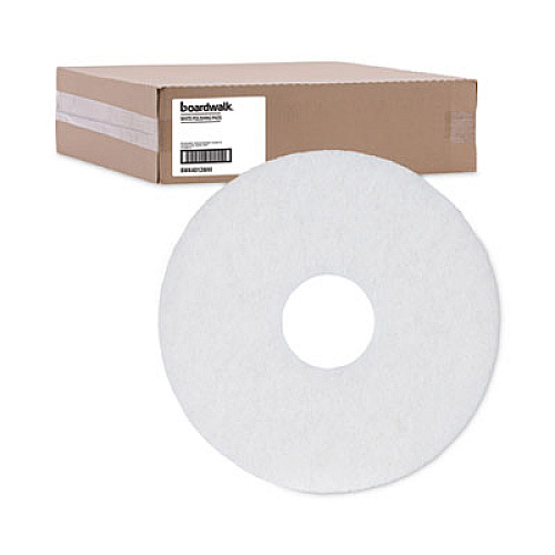 Boardwalk Polishing Floor Pads, 12" Diameter, White, 5/Carton (4012WHI)