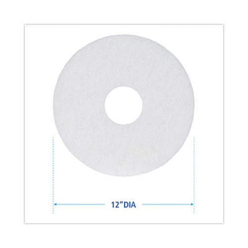 Boardwalk Polishing Floor Pads, 12" Diameter, White, 5/Carton (4012WHI)