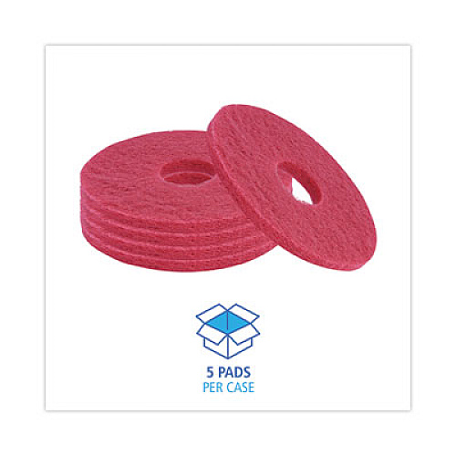 Boardwalk Buffing Floor Pads, 12" Diameter, Red, 5/Carton (4012RED)