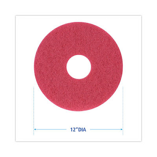 Boardwalk Buffing Floor Pads, 12" Diameter, Red, 5/Carton (4012RED)