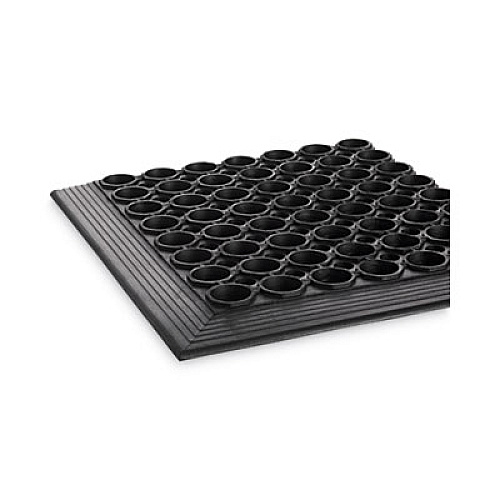 Crown Safewalk-Light Wet/Oily Floor Anti-Fatigue Drainage Mats, 0.5" Thick, 36" x 10 ft, Black Perforated Surface (WSCT31BK)