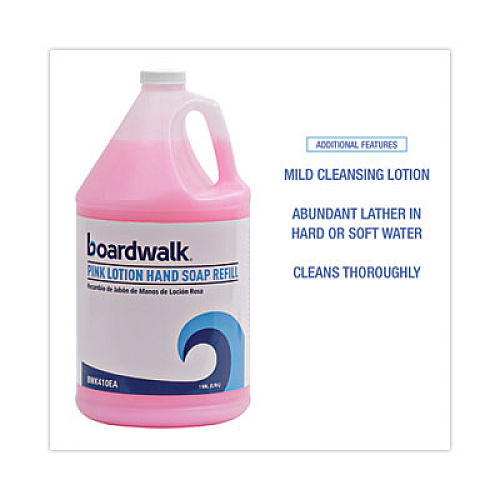 Boardwalk Mild Cleansing Pink Lotion Hand Soap Refill, Cherry Scent, 1 gal Bottle, 4/Carton (410CT)
