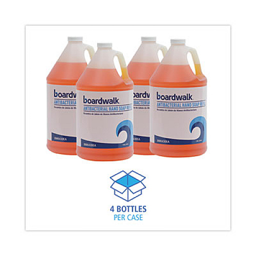 Boardwalk Antibacterial Liquid Soap Refill, Clean Scent, 1 gal Bottle, 4/Carton (430CT)