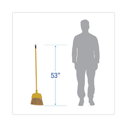 Boardwalk Poly Bristle Angler Broom, 53" Handle, Yellow, 12/Carton (932M)
