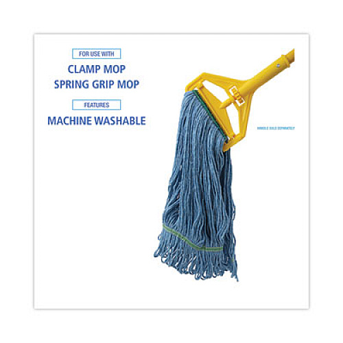Boardwalk Super Loop Wet Mop Head, Cotton/Synthetic Fiber, 1" Headband, Medium Size, Blue, 12/Carton (502BLNBCT)