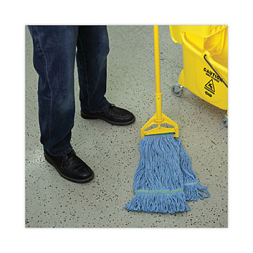 Boardwalk Super Loop Wet Mop Head, Cotton/Synthetic Fiber, 1" Headband, Medium Size, Blue, 12/Carton (502BLNBCT)