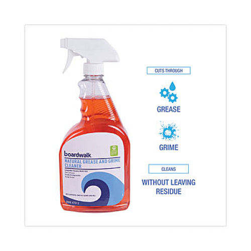Boardwalk Natural Grease and Grime Cleaner, Unscented, 32 oz Spray Bottle, 12/Carton (47612)