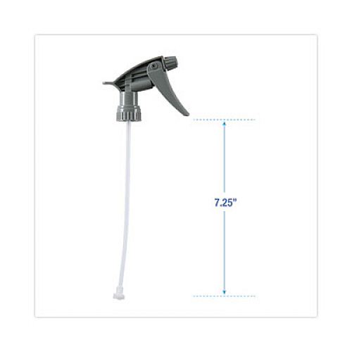Boardwalk Chemical-Resistant Trigger Sprayer 320CR, 7.25" Tube, Fits 16 oz Bottles, Gray, 24/Carton (72108)