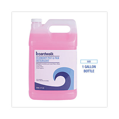 Boardwalk Industrial Strength Pot and Pan Hand Dishwashing Detergent, Herbal Scent, 1 gal Bottle, 4/Carton (77128)