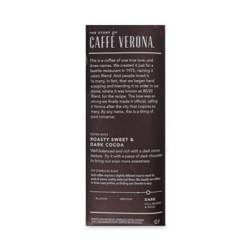 Starbucks Coffee, Caffe Verona, 2.5 oz Packet, 18/Box (11018192)