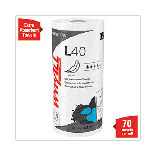 WypAll L40 Towels, Small Roll, 10.4 x 11, White, 70/Roll, 24 Rolls/Carton (05027)